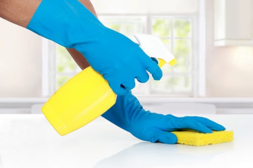 Careful cleaning of a carpeted room before final finishing touches