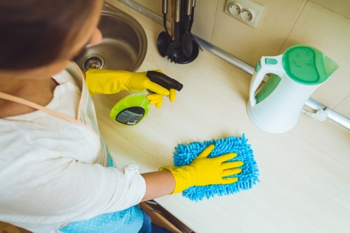 Steam cleaning treatment for a busy carpeted room